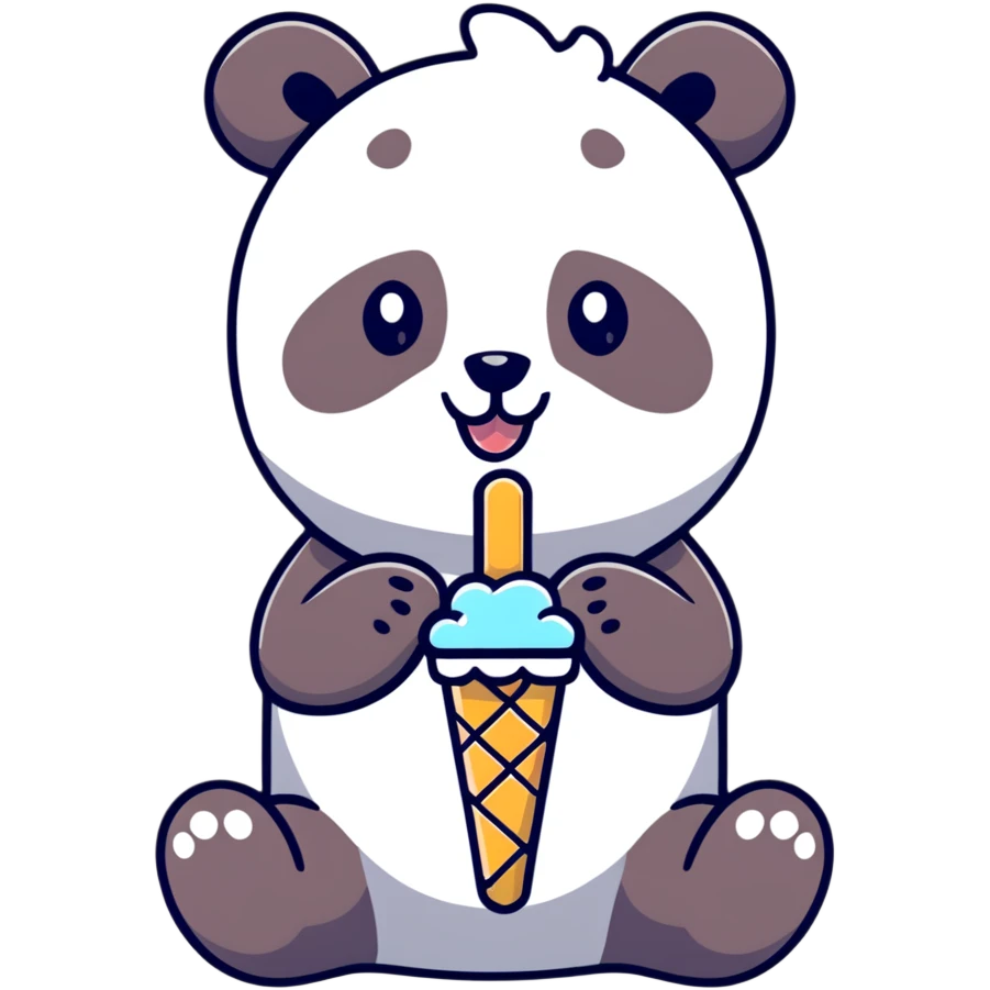 Panda eating ice cream emoji