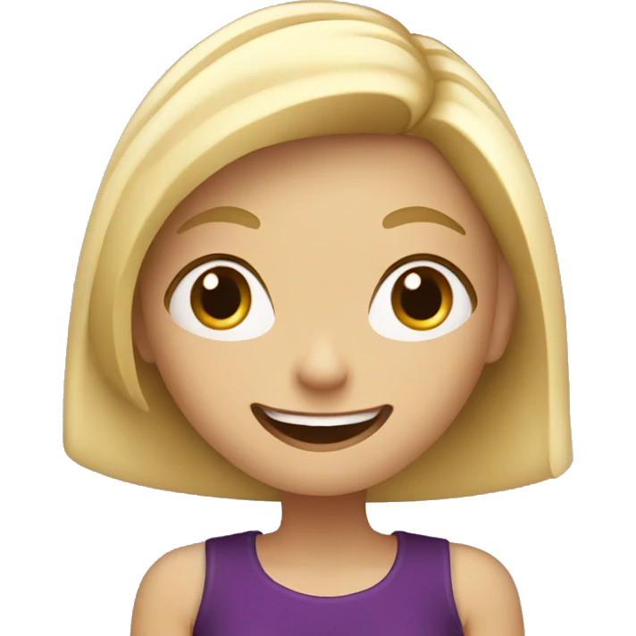 Blonde girl with aubergine looking excited emoji