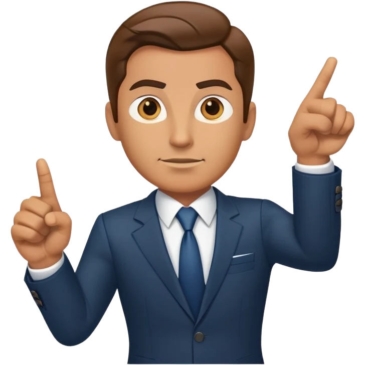 Confident business leader pointing forward with determination emoji