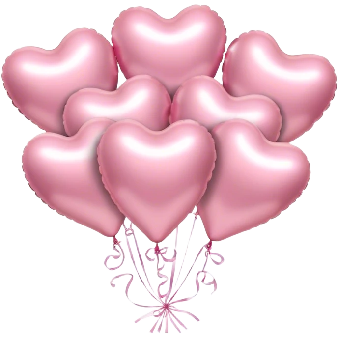 six metallic heart-shaped balloons in pastel pink  emoji