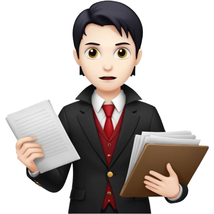A vampire in a blazer holding papers emoji