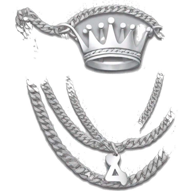 Silver Cuban link chain with handicap symbol with crown emoji