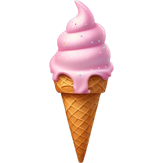 Pastel Pink Ice Cream "A pastel pink swirled ice cream cone with glittery sprinkles and a glowing, magical aura that makes the cone appear iridescent." emoji