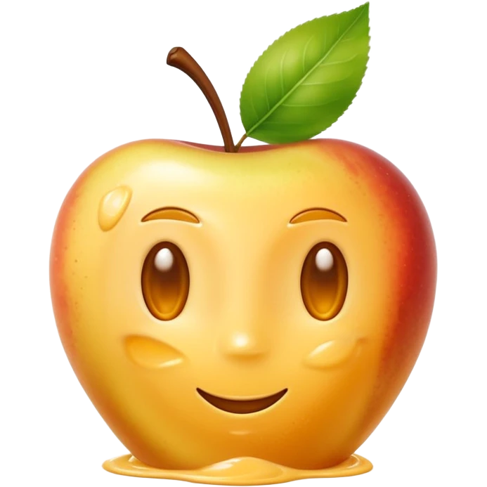 small glossy swirl or spoonful of golden fruit purée with smooth thick texture, slightly translucent surface, subtle ripple suggesting softness and freshness, color ranges from light yellow to soft peach, no bowl or garnish, apple emoji style, soft lighting, subtle shadows, emoji scale emoji