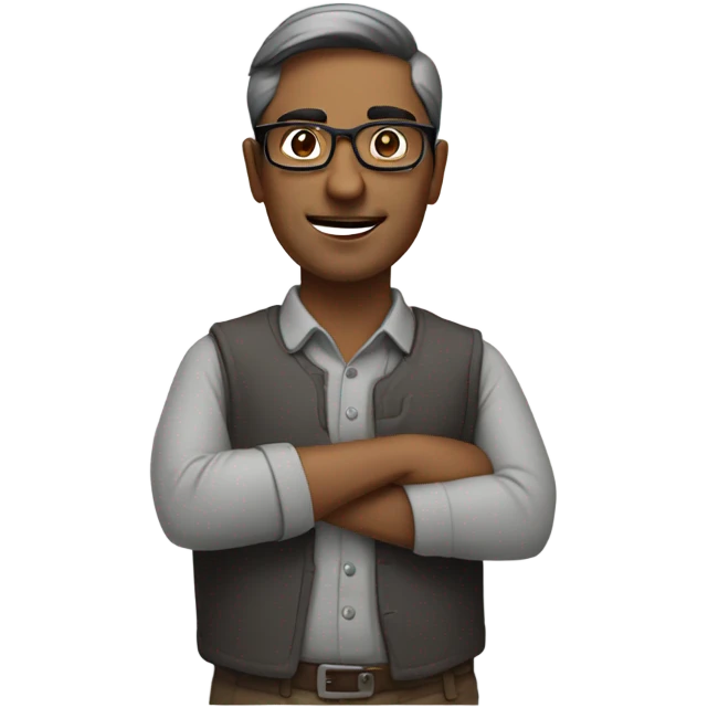 Indian man wearing glasses who is short and doing mechanic work  emoji