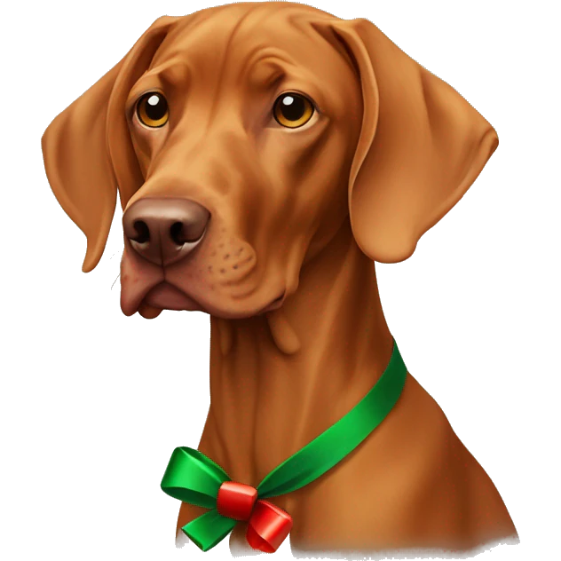 Magyar vizsla with a Christmas bow emoji
