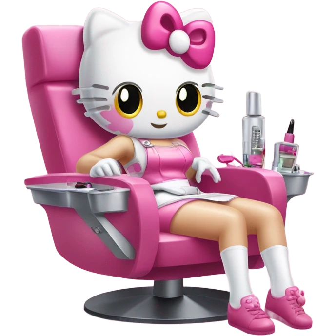 Hello Kitty getting her nails done emoji