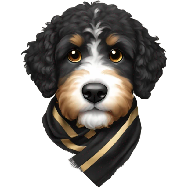 Bernedoodle with purdue scarf emoji