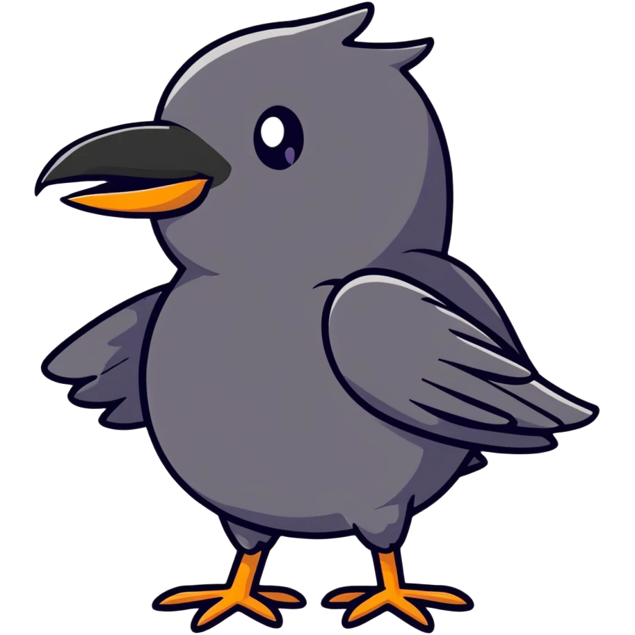cute black crow bird emoji