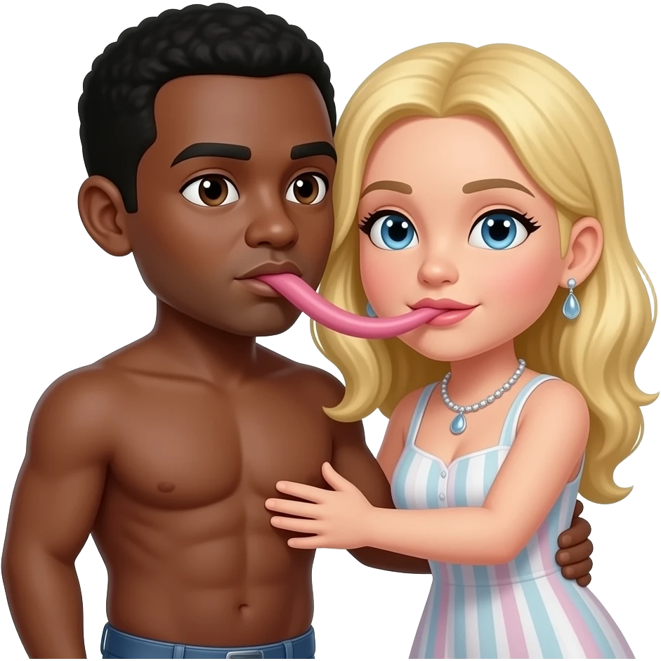 White Bitch sucking a black men dick emoji