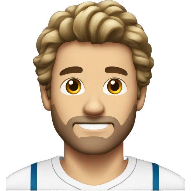 Hombre europeo con pelo oscuro con perilla con camiseta del real madrid emoji