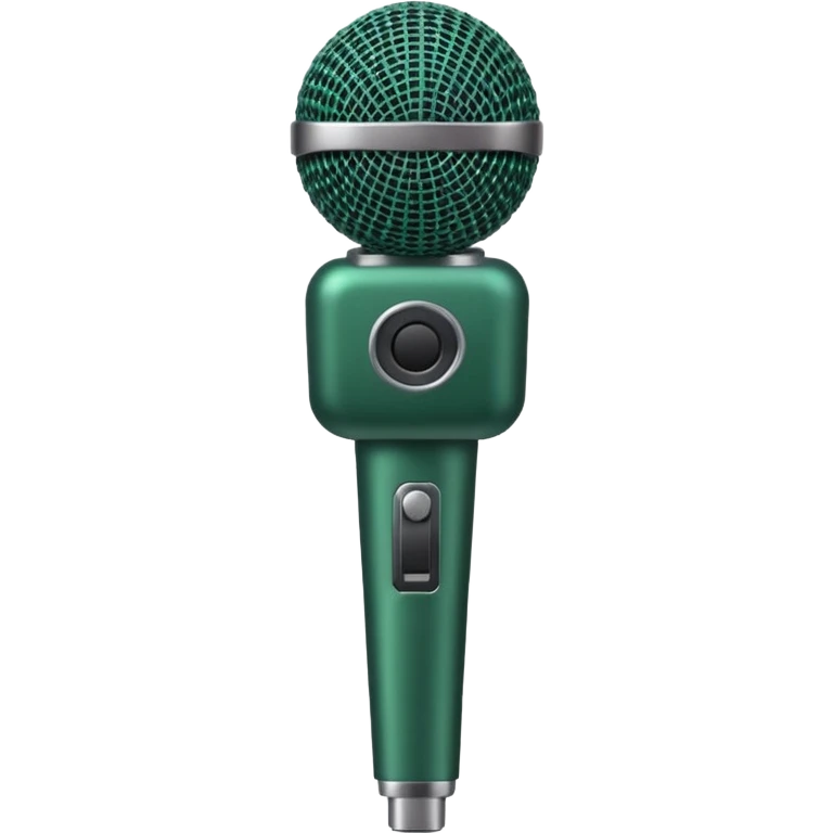 dark green microphone on stand, rounded shape, minimalist, no emojis or faces emoji