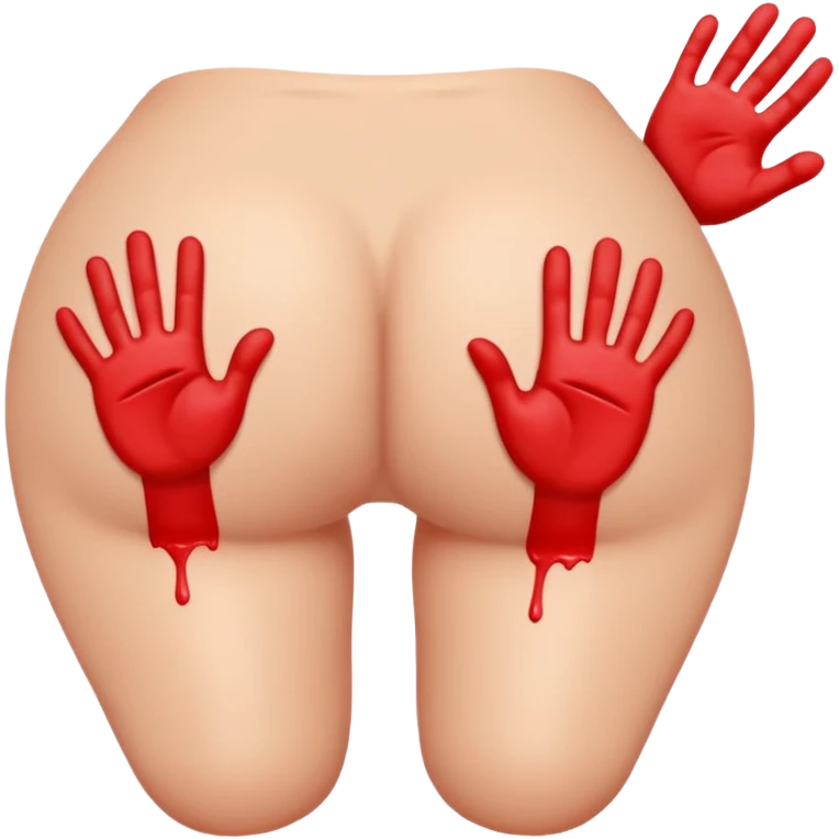 Booty peach emoji with red hand print like a spankinging emoji