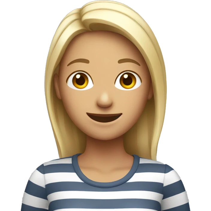 smiling women in striped shirt emoji