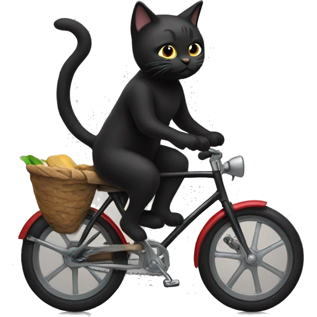 Black cat on a bike  emoji