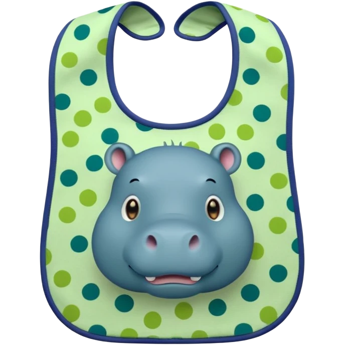 Green bib hippo pattern emoji
