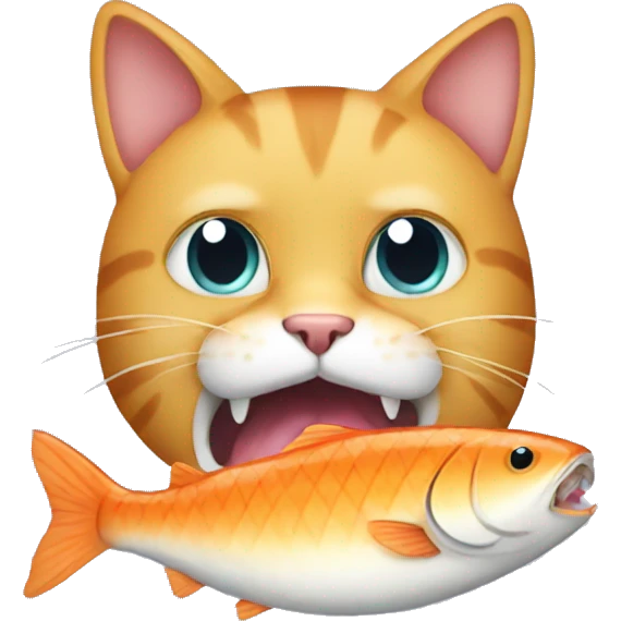 Cat eating a fish emoji