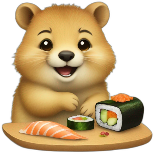 happy Quokka with sushi emoji