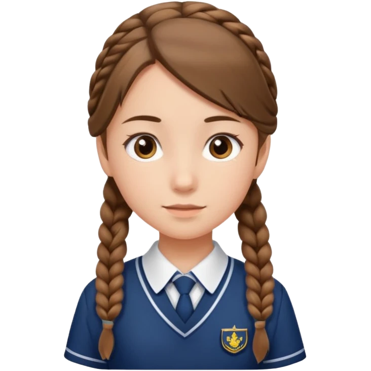 student, brown braid hair girl kid, school uniform emoji