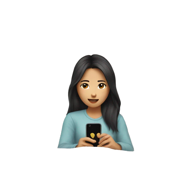 asian girl watching netflix on phone on bed emoji