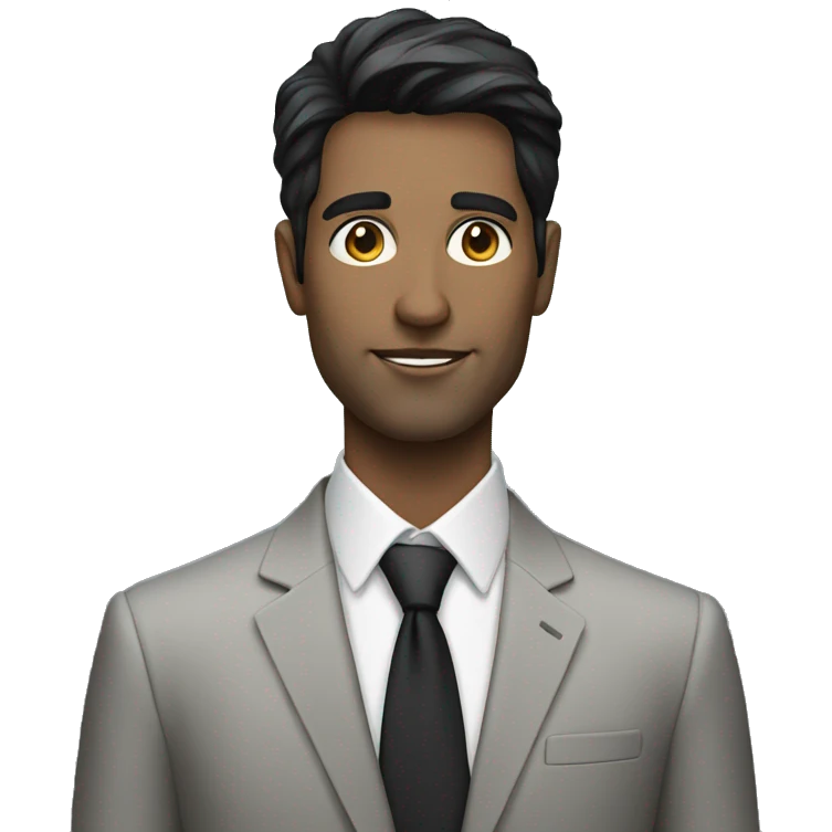 Dark haired male AI designer in suit emoji