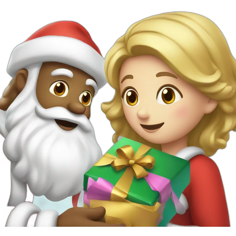 Santa giving gift to a girl emoji