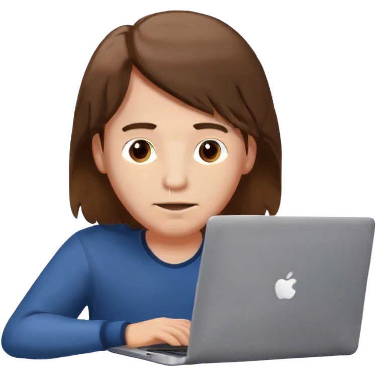 guy with laptop, brown mid long hair emoji