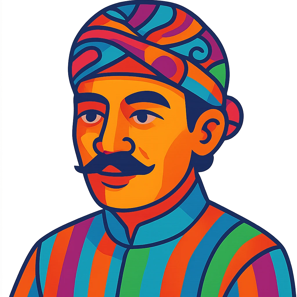 colorful vibrant toon style portrait of a Javanese man wearing a blangkon emoji
