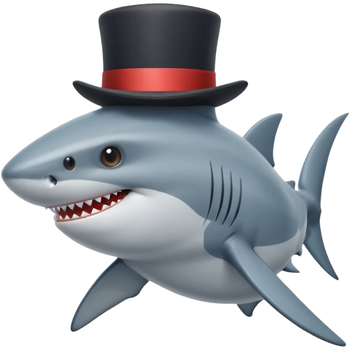 Shark with a top hat emoji