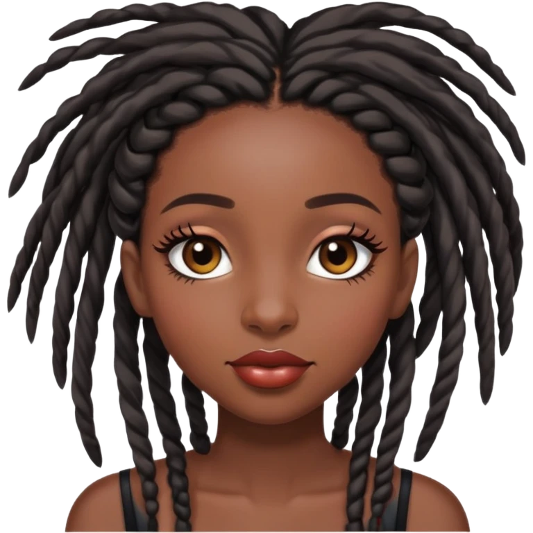 Black girl with long eyelashes, lipgloss and locs emoji