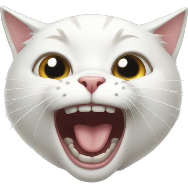 white cat screaming emoji
