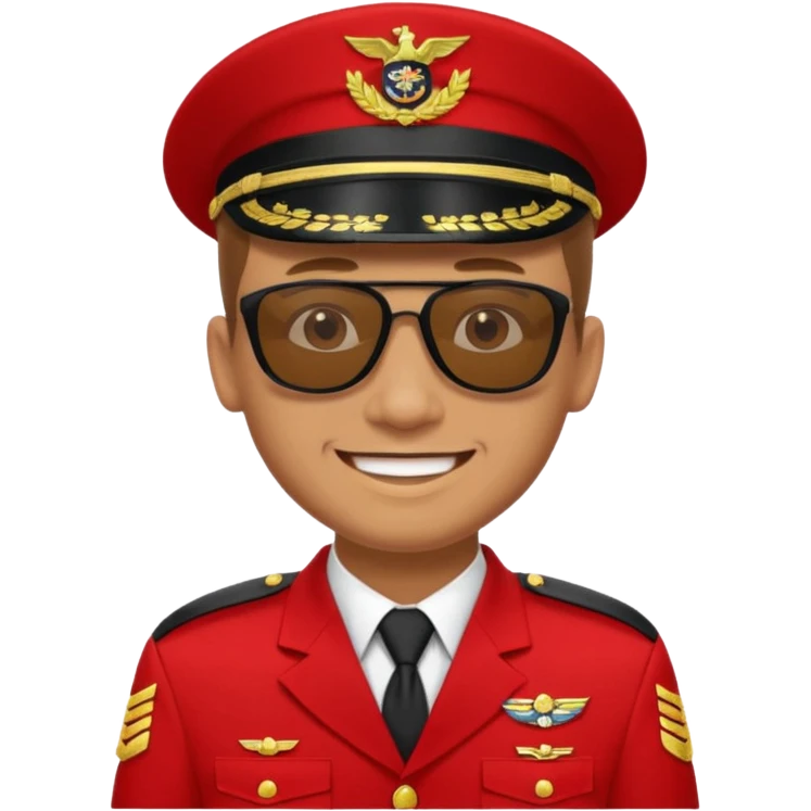 Smiling military man with sunglasses in red uniform emoji