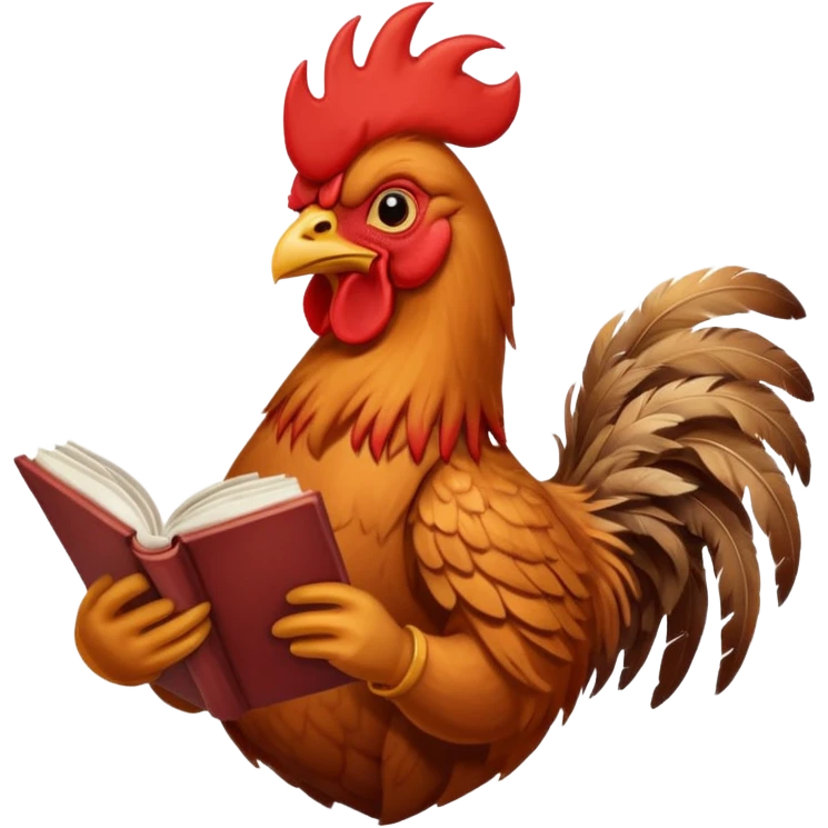 Rooster reading book emoji