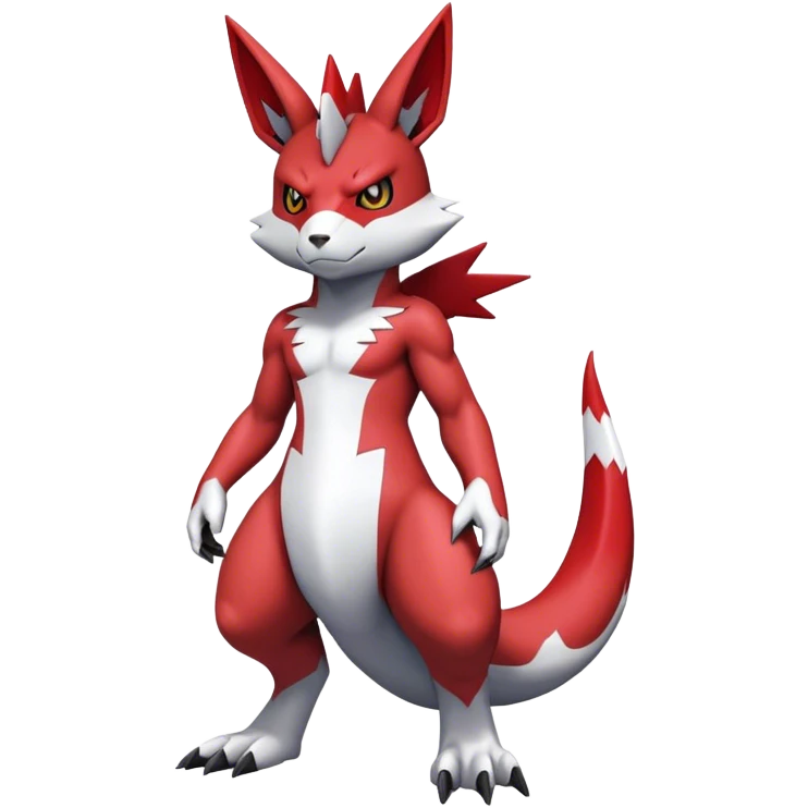 Edgy Cool Beautiful Guilmon-Zangoose, full body emoji