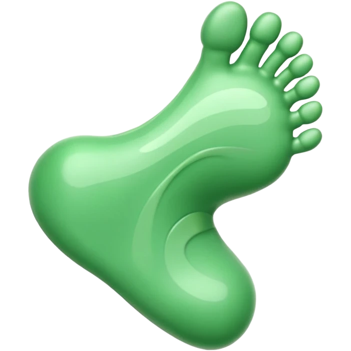 3D iOS-style foot emoji with green stink lines, glossy texture, soft rounded edges. emoji