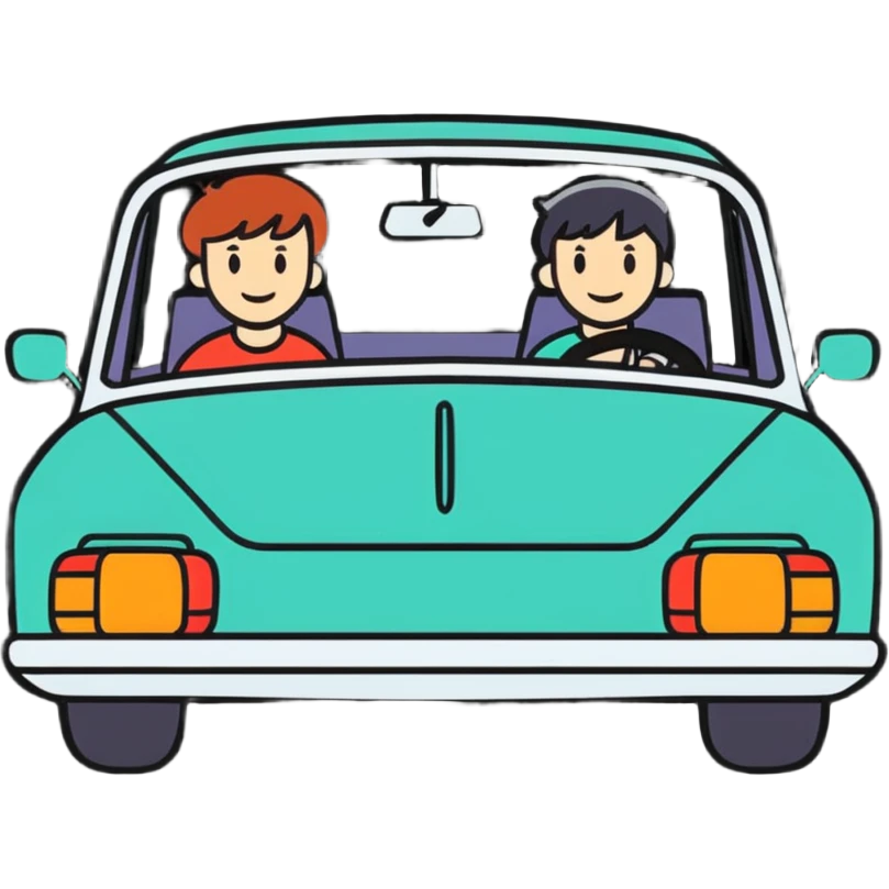 Besties in car emoji