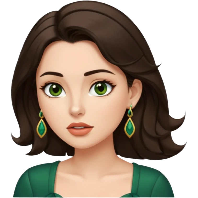 pretty bratz genmoji that looks like tamannah bhatia (bollywood actress), wearing a dark green sweetheart neckline top, dark brown hair, light makeup, no necklace, dangly earrings, side hair part, fair.


Show her spitting emoji