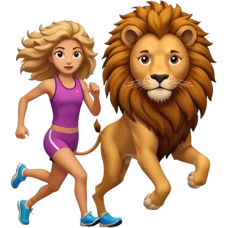 High resolution of a running women lion emoji