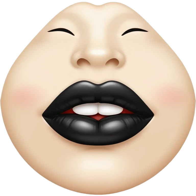 Glossy black lips, puckered as if for a kiss emoji