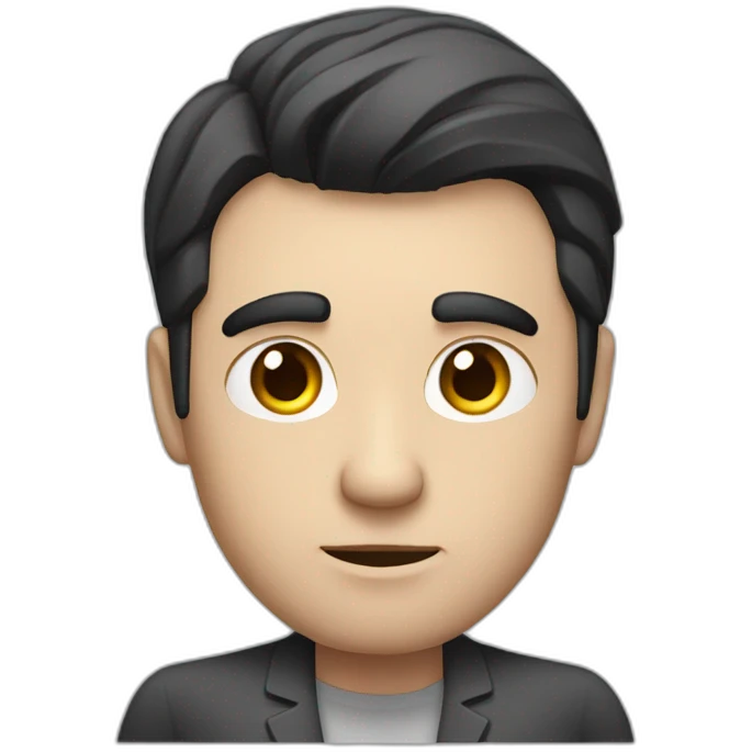 Hypnotherapist man with dark hair pointing serious face emoji
