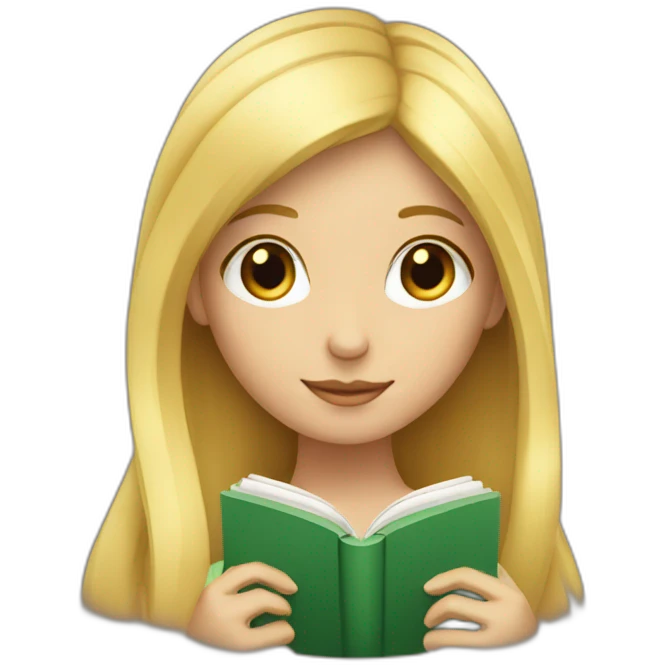 blond girl with the book emoji