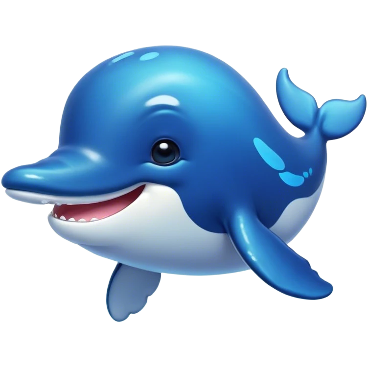 Cinematic Cute Humpback Whale Portrait Emoji, Head tilted playfully and inquisitively, featuring a softly rounded body with bright, sparkling eyes and an adorably expressive mouth, Simplified yet irresistibly adorable features, highly detailed, glowing with a warm, ocean-blue glow, high shine, affectionate and gentle, stylized with a touch of whimsical aquatic charm, soft glowing outline, capturing the essence of a friendly and endearing whale that seems as if it could sing its way into your heart! emoji