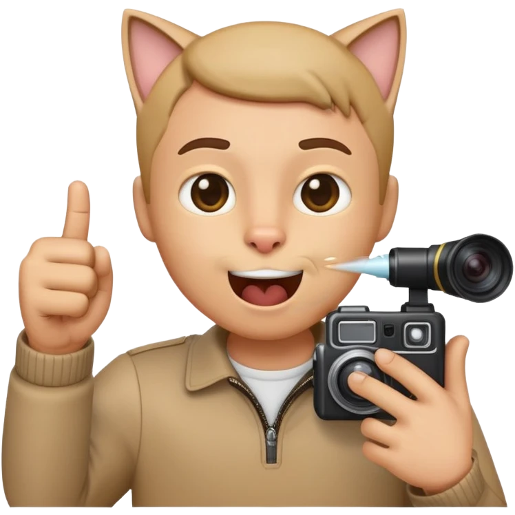 We need an emoji, where he takes a cam, a thumb comes out of his mouth, and he blows a cat out, then a little finger flies out of the cam emoji