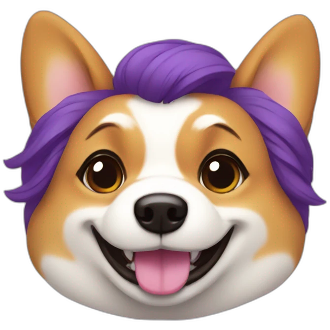fat corgi with purple hair girl emoji