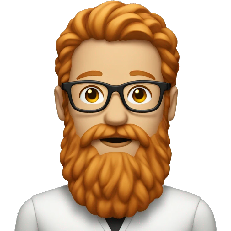 A man with long ginger hair, a big ginger beard and glasses emoji