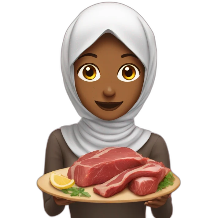 muslim girl enjoying meat emoji