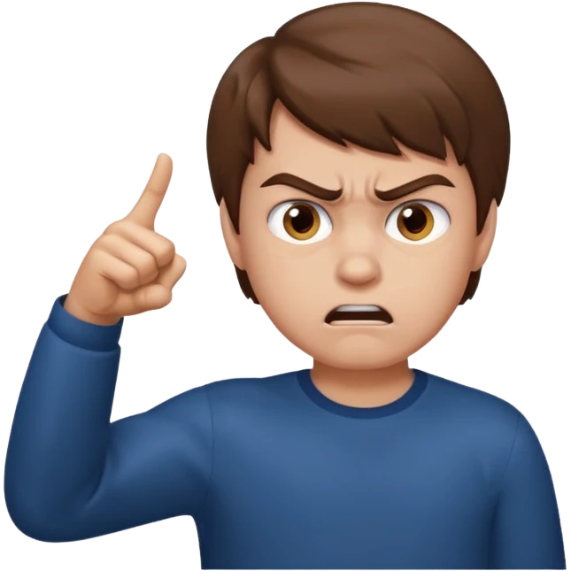 angry boy pointing fingure at his own face emoji
