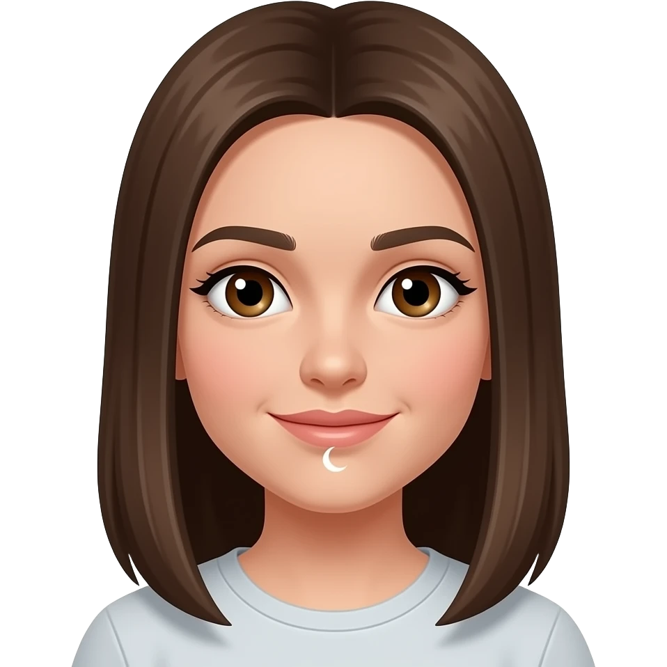 Chica Wera cabello café lacio ojos cafés lunar arriba de la boca emoji