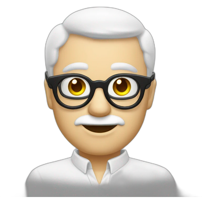 Homme blanc chauve lunettes rondes emoji