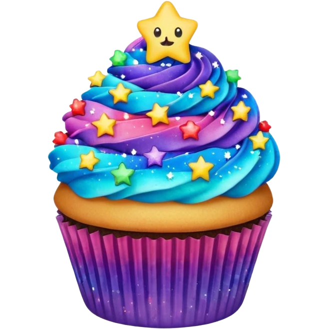Rainbow starry galaxy cupcake emoji